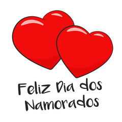 Feliz Dia dos Namorados. Portuguese text. Happy Valentine's Day. Vector