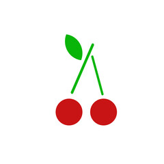 Cherry berry icon on a green branch.