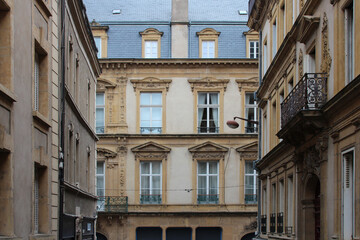 ancient stone flat buildings in metz (france)