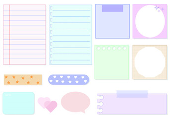 set of the soft color pastel memo, planner, notepad, paper, sticky note, reminder, journal. very cute, simple, and printable