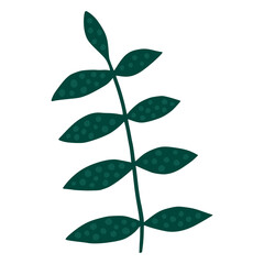 Hand drawn branch with leaves.