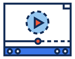 Video player icon. Media stream app screen