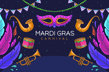 mardi gras masquerade music festival background 