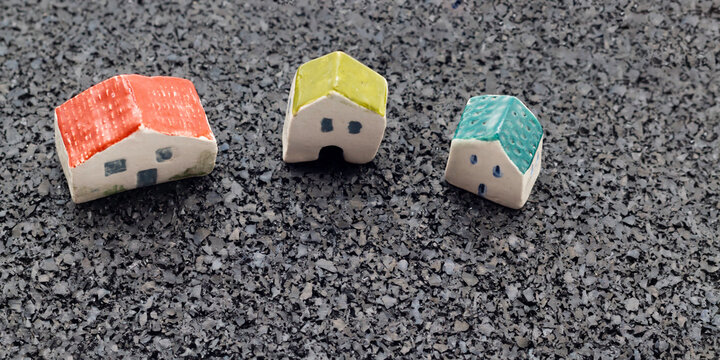 ceramic household objects on the asphalt