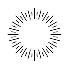 explosive doodle black rays of the rising sun, isolated fireworks for logo, emblem, tag, stamp, banner, vintage handmade items