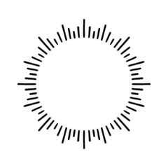 explosive doodle black rays of the rising sun, isolated fireworks for logo, emblem, tag, stamp, banner, vintage handmade items