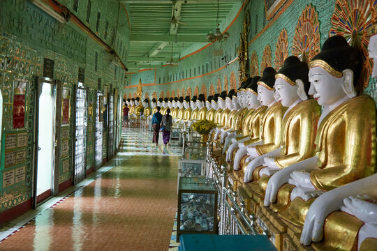 Golden Buddha Statues at Sagaing, Myanmar