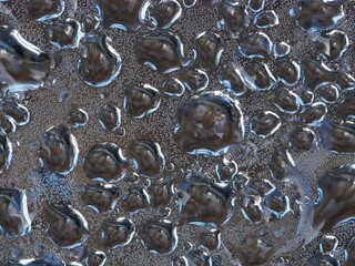 Closeup of water droplets on Perspex sheet