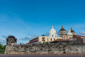 Fototapeta na wymiar Cartagena, Bolivar, Colombia. November 3, 2021: Architecture of the San Pedro de Claver Church.