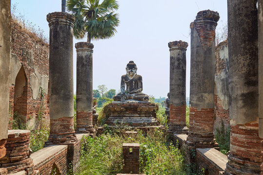 A Buddha Statue at Yadana Sinme Pagoda, Inwa, Myanmar