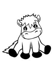 Freundliches sitzendes Pferd 