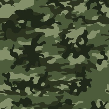 
Green camouflage pattern, military illustration seamless background, forest texture for print on clothes, paper, fabric.