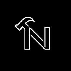 Alphabet N Letter or Words Design For Your Business hammer and nail