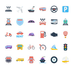Transportation icons set. Flat related icons set for web and mobile applications. It can be used as - logo, pictogram, icon, infographic element