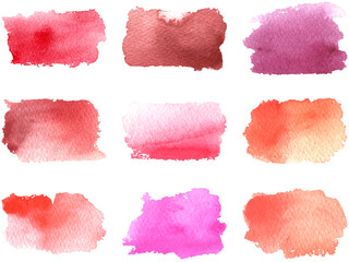 Set of watercolor stain banners. Watercolor splash. Colorful watercolor vector blots on white background
