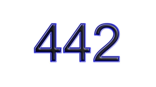 blue 442 number 3d effect white background