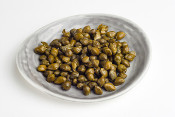Capers, pickled capers, capers on a white background, from