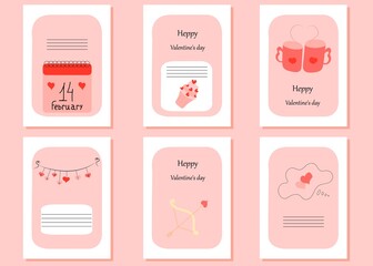 collection of 6 postcards for valentine's day.