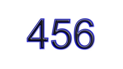 blue 456 number 3d effect white background