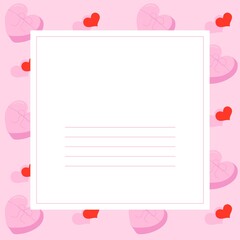 Cute frame with hearts. Valentine's day, postcard, invitation.