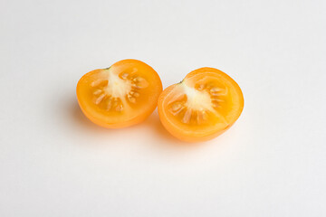Cherry tomatoes, yellow cherry tomatoes, cherry tomatoes on a white background, isolate