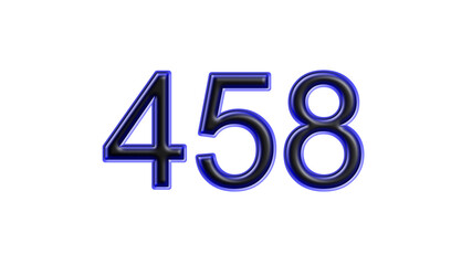 blue 458 number 3d effect white background