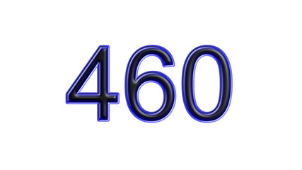 blue 460 number 3d effect white background