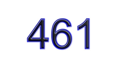 blue 461 number 3d effect white background