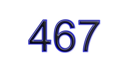blue 467 number 3d effect white background
