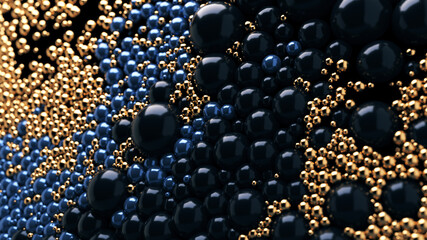 Spheres background with golden and blue colors