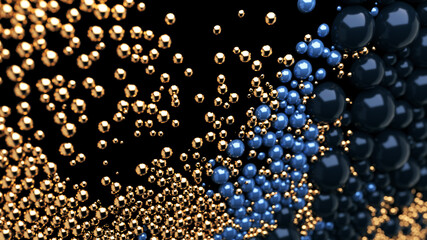 Spheres background with golden and blue colors