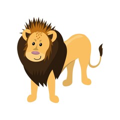 cartoon flat lion, vector isolated on white, illustration for children