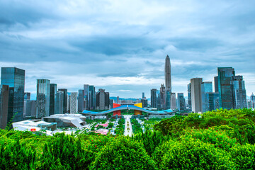 Naklejka premium city skyline with skyscrapers