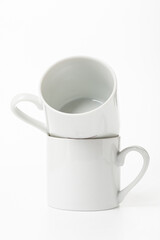 empty white porcelain coffee cup isolated on white background mocap