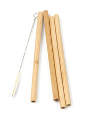 bamboo straws isoalted on white background