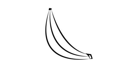 vector illustration. banana on a white background. black and white illustration. cute banana illustration in stylish color