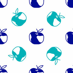 Blue Apple icon isolated seamless pattern on white background. Excess weight. Healthy diet menu. Fitness diet apple. Vector