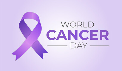 World Cancer Day Background Illustration with Purple Ribbon