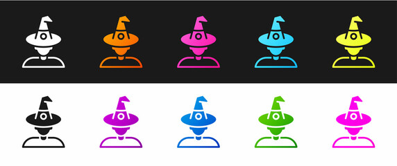 Set Witch icon isolated on black and white background. Happy Halloween party. Vector