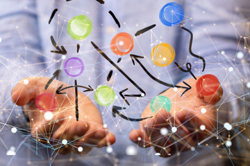 Abstract technology group and data 3d