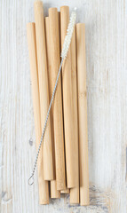 bamboo straws isoalted on white background