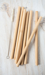 bamboo straws isoalted on white background