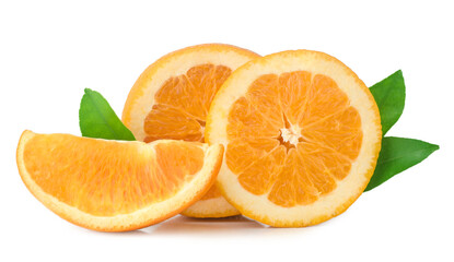 Sliced oranges isolated on the white background