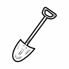 old shovel hand drawn outline vector icon