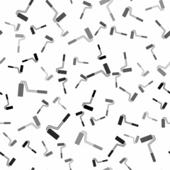Black Paint roller brush icon isolated seamless pattern on white background. Vector