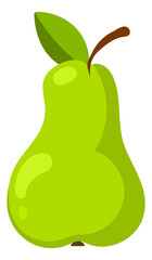 Green pear icon. Sweet fresh fruit in cartoon style