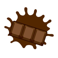 Chocolate bar with melted milk chocolate dripping icon vector. Milk chocolate bar splash icon isolated on a white background vector