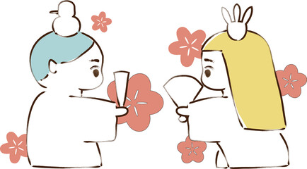 向かい合うお内裏さまとお雛さま