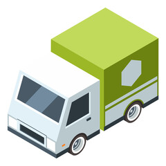 Delivery truck. Isometric cargo shipping service car