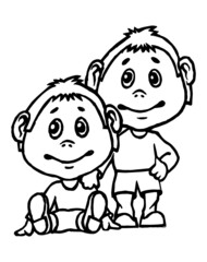 Zodiac signs. Cartoon outline style Hand drawn horoscope Isolated simple vector symbols Coloring page or book Gemini